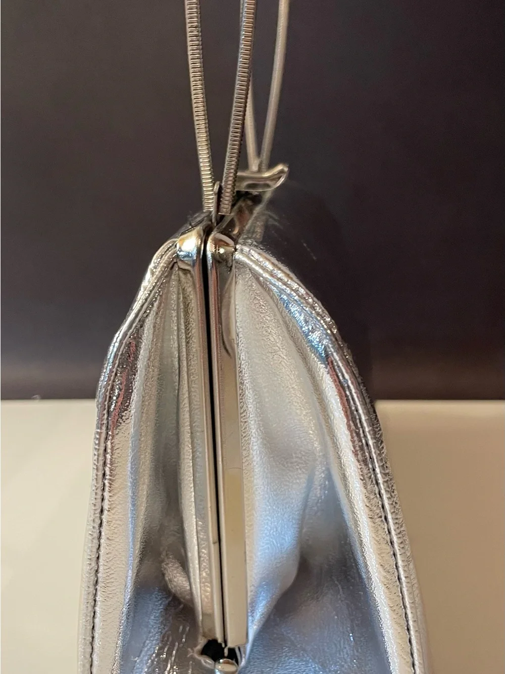 Vintage 1960’s Silver Metallic Structured Top-Handle Clutch